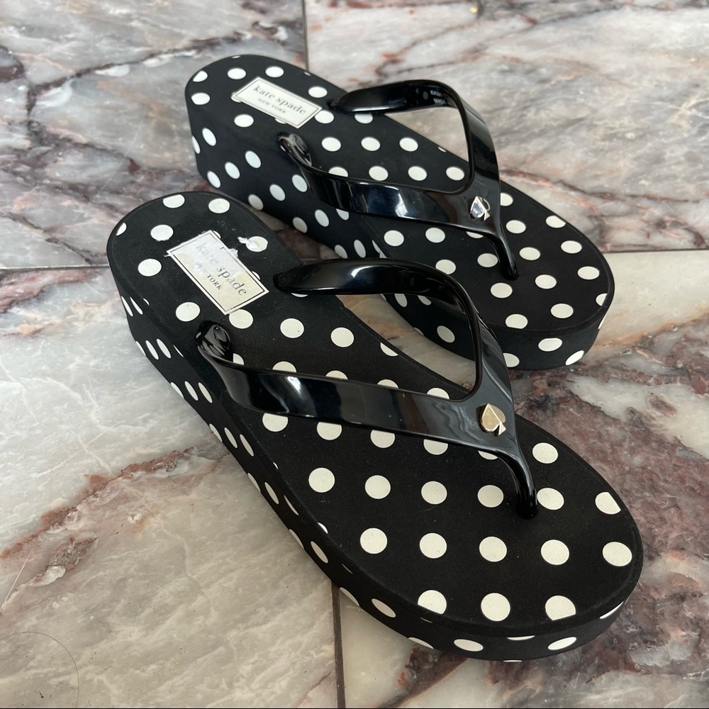New Kate Spade Rory Polka Dot Platform Flip Flops Size 7
